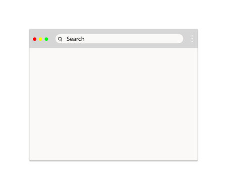 Modern Blank Web Browser Window Mockup with Search Bar Isolated on Transparent Background, Empty Internet Browser Screen Template for Website UI Design