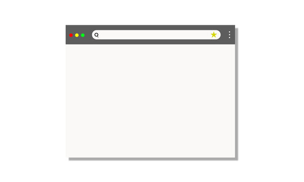 Modern Blank Web Browser Window with Search Bar Mockup Isolated on Transparent Background, Minimal Internet Browser Screen Template for Website UI Design