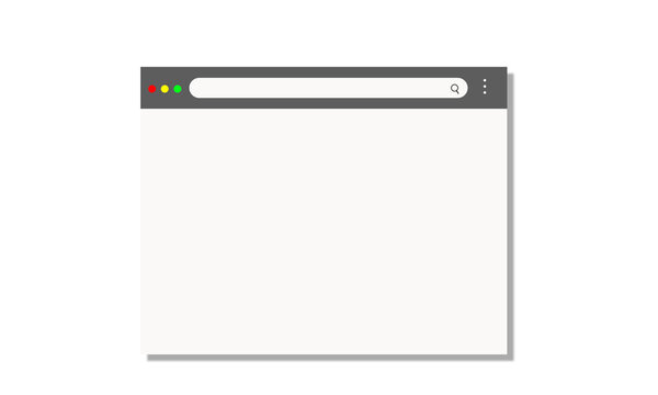 Modern Blank Web Browser Window Screen Mockup Isolated on Transparent Background, Empty Internet Browser Interface Template for Website UI Design