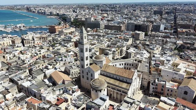 aerial view of Bari is a port city on the Adriatic Sea, and the capital of southern Italy&rsquo;s Puglia region