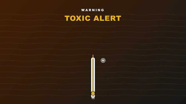 Toxic Alert Warning Sign Animation with Glowing Hazard Symbol and Digital Interface Elements.