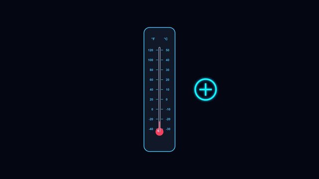 Digital Thermometer Interface Animation Showing Temperature Adjustment.