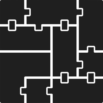 Floor Plan Layout with Interlocking Geometric Shapes Symbolizing Modular Design, Architecture, Spatial Planning, Drafting, Construction