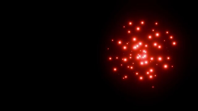 3D looping video of red glowing particles animation, energy and magic concept, 4K on black background with empty copy space, for motion graphics, wallpaper, technology, data visualization amd adverse