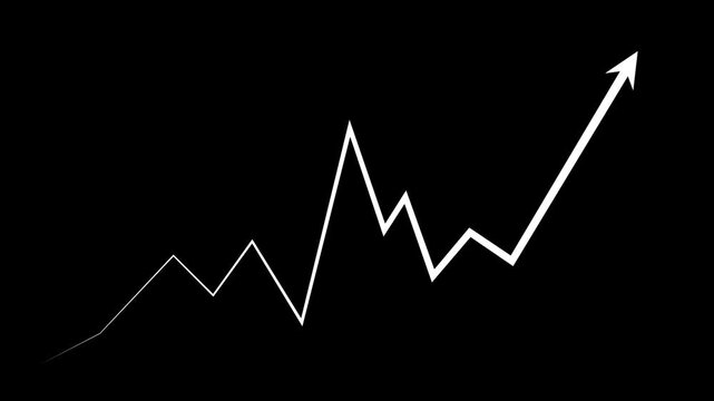 Line chart rise and sudden drop suggesting market volatility and financial decline animation