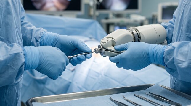 Sterile assistant connects instruments for robotic surgery