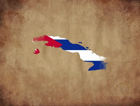 Cuba map with the flag animation paper video 4K
