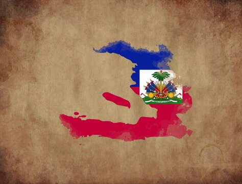 Haiti map with the flag animation paper video 4K