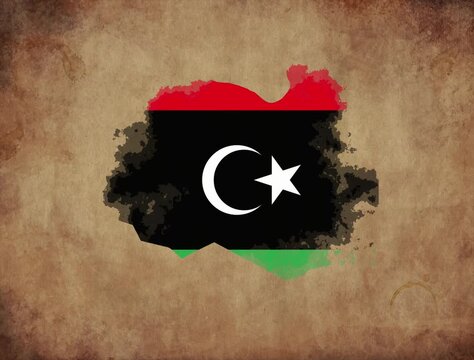 Libya map with the flag animation paper video 4K