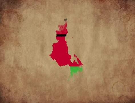 Malawi map with the flag animation paper video 4K