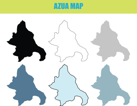 Azua map variations in fill outline and lined style presented with clean white background for design