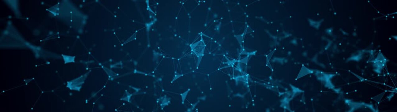 Abstract Blue Plexus Business Background with Digital Data Network Connection Technology for Blockchain Computer Network Artificial Intelligence Internet and Quantum Computing Loop