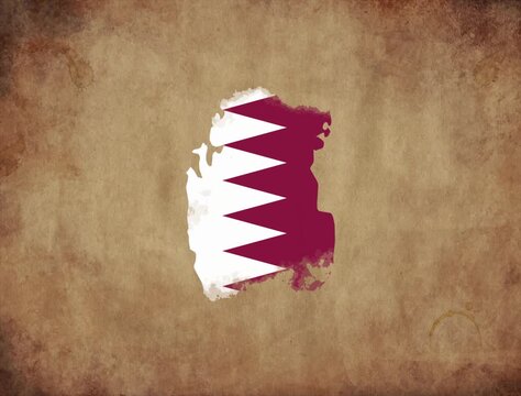 Qatar map with the flag animation paper video 4K