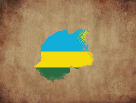 Rwanda map with the flag animation paper video 4K