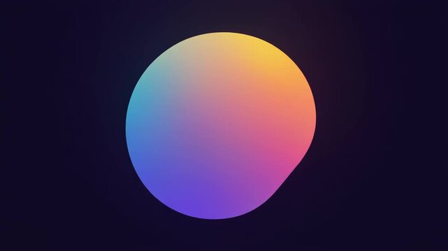 Seamless looping animated abstract gradient circle with vibrant color shifts against dark background, symbolizing fluidity, creativity, and digital art