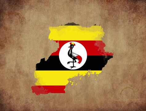 Uganda map with the flag animation paper video 4K