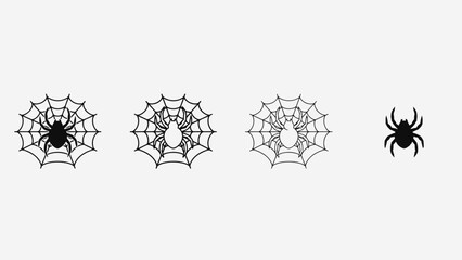 Fototapeta premium A digital vector art asset representing a black spider web with a spider inside.