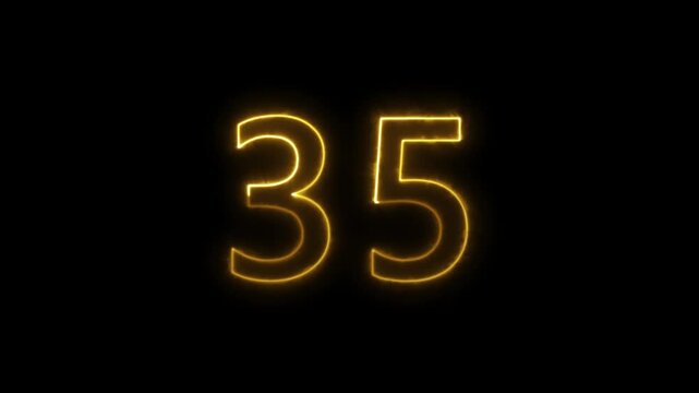neon text number countdown icon black background