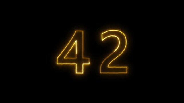 neon text number countdown icon black background