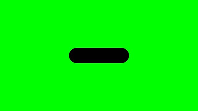 Minimalist Black Minus Sign Animation on Vibrant Green Screen Background.