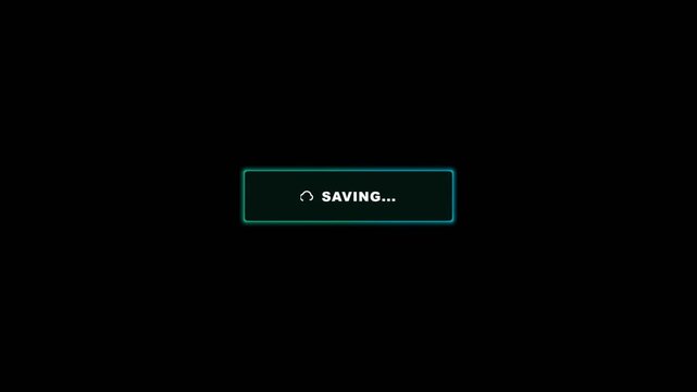 Digital game interface showing the progress of saving game data and successful completion.