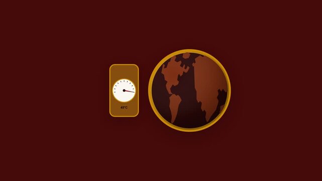 Animated Earth Globe Rotation and Digital Clock Time Tracking Concept.