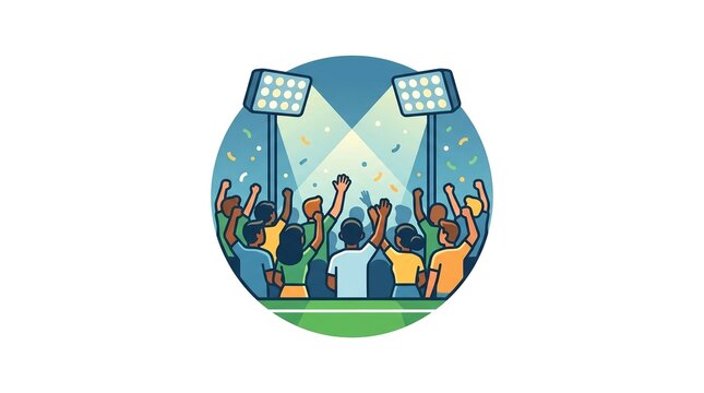Crowd Of People Cheering At A Stadium Event Illustration
