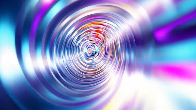 Vivid abstract tunnel with swirling colors and soft illumination in motion