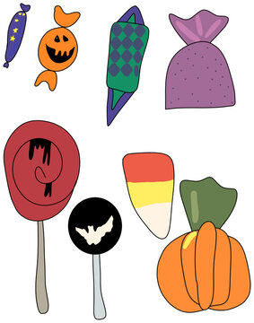
Set of isolated Halloween candies