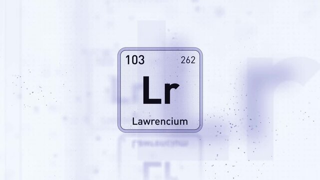 Periodic Table Element Lawrencium Lr Animation. Modern and Minimal Design.