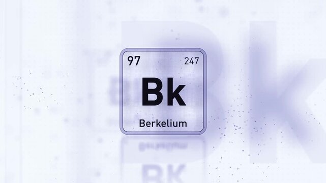 Periodic Table Element Berkelium Bk Animation. Modern and Minimal Design.