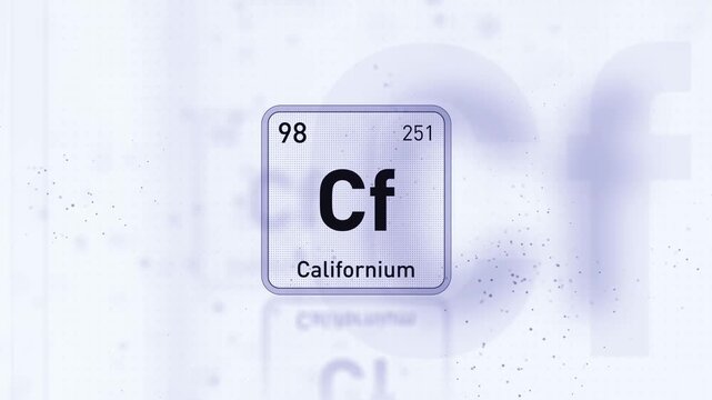 Periodic Table Element Californium Cf Animation. Modern and Minimal Design.