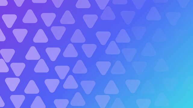 Abstract geometric motion loop with floating rounded triangles over purple and blue gradient background for creative video.