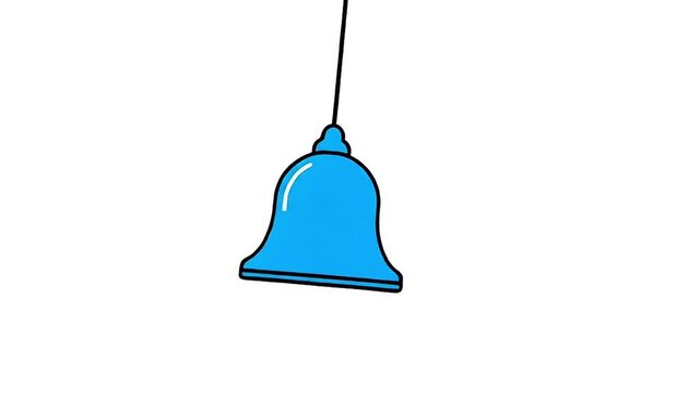 A delightful vector illustration featuring a bright blue bell suspended by a thin line, embodying concepts of alert, school, service, or festive sound in a playful design