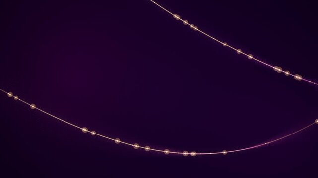 Abstract background featuring two glowing lines with light particles moving along curves against a dark purple gradient backdrop.
