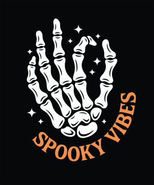 Spooky Vibes Skeleton Hand Halloween Clipart
