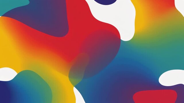 Vibrant abstract liquid shapes animation with smooth color gradients transitioning through rainbow spectrum, symbolizing creativity, fluidity