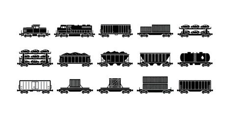 Train Cars and Locomotives Icon Set © winih