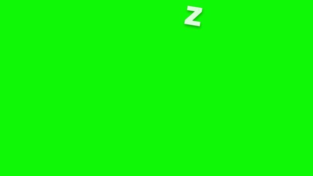 Animated zzz sleep icon symbol motion graphics green screen a playful representing rest or sleeping mode, designed as a clear graphic overlay with a background