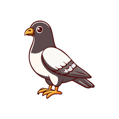 Fototapeta premium Cute cartoon pigeon illustration isolated on white background, friendly urban bird vector art for graphic design and nature projects