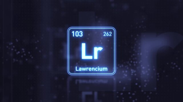 Periodic Table Element Lawrencium Lr Animation. Modern and Minimal Design.