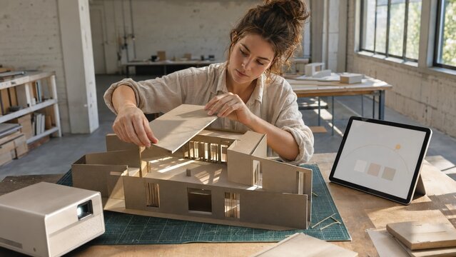 Architecture student testing daylight with an AI design tutor
