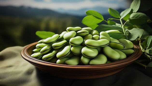 Fresh And Organic Raw Fava Broad Beans Ai Generative