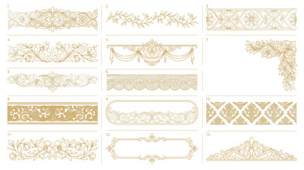 Fototapeta premium Elegant gold ornamental borders and frames, vintage design elements