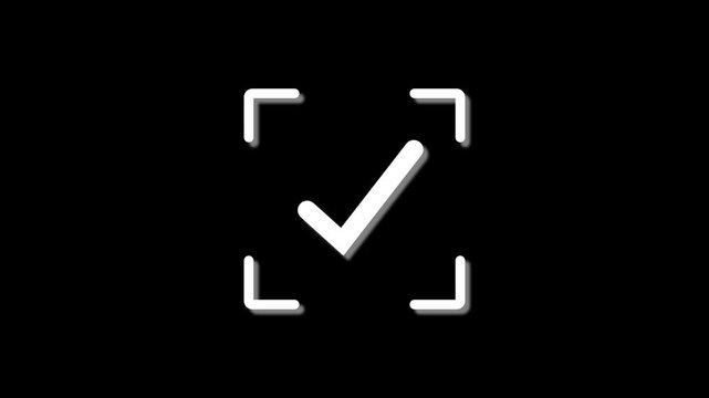 Tick correct animation boxes drop a white check mark inside crisp corner bracket lines. Minimalist corporate project management spreadsheets look clean and sharp.