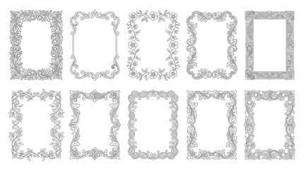 Fototapeta premium Ornate Decorative Frames Collection - Elegant Vintage Borders for Design