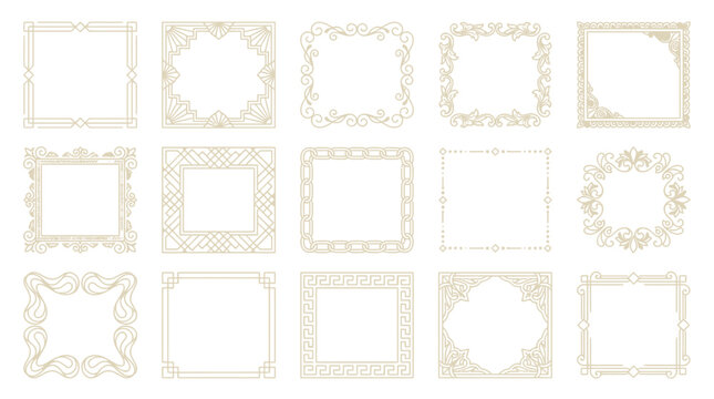 Ornate Vintage Decorative Square Frames Collection - Elegant Borders
