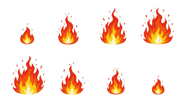 Fire Flame Animation Sprite Sheet Vector Frames, Royalty free, Fire Flame vectors, Animated fire frames vector art