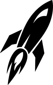 Black rocket launch icon isolated on white background