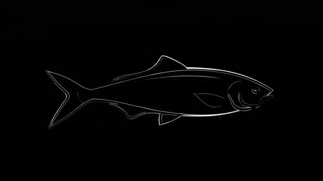 Stylized Silhouette of a Leaping Fish Swimming Through Dark Water for Aquatic Wildlife Concept